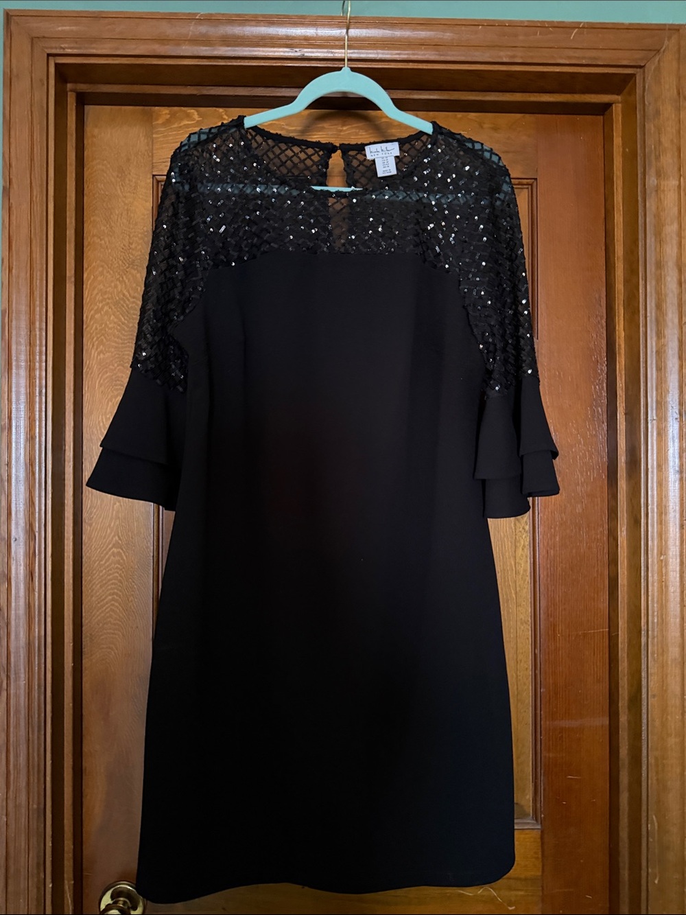 Nicole Miller Black Sequin Yoke Dress